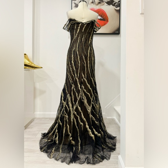 Rene Ruiz Collection Metallic Off-the-shoulder Gown Maxi Dress - Picture 7 of 11